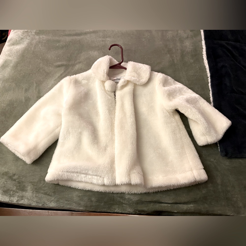 Toddler girl dress jacket in White.